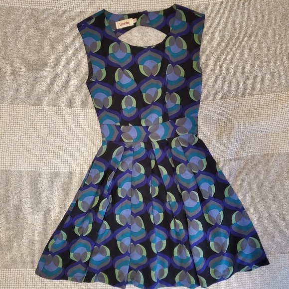 Louche peacock pattern cocktail green dress - Picture 5 of 6